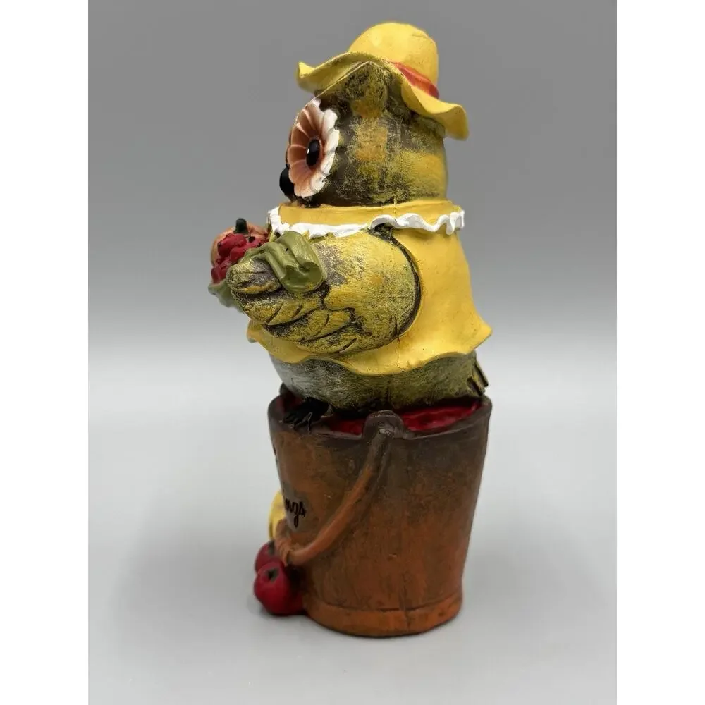 Vintage Owl Figurine Decor Fall Thanksgiving “Count Blessings” 5.5 Inch